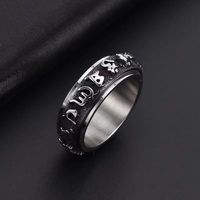 Bague Pixiu rétro tendance en acier inoxydable avec mantra rotatif à six caractères, bijou personnalisé anti-stress pour homme