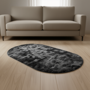 Tappeto Ovale Tie-Dye in Poliestere Ultra Morbido Antiscivolo 31x62 Grigio Scuro per Soggiorno Camera da Letto Ingresso - Product Image 2