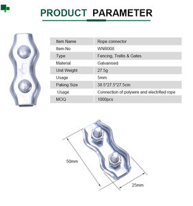 Conector de Cuerda de Acero Galvanizado para <span class=keywords><strong>Unir</strong></span> Cuerda Electrificada de 5mm, Permite el Paso de Corriente, Mantiene la Cerca Ordenada, Fácil de Instalar para Cercas Exteriores - Product Image 4
