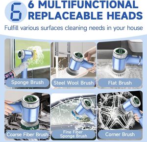5-in-1 Kitchen Electric Broom Automatic Rotating Power Scrubber with <b>Dust</b> <b>Brush</b> Dish Scrubber Cleaning Spin Scrubber - Product Image 2
