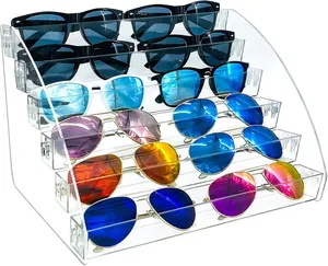 时尚透明亚克力太阳镜组织器透明眼镜展示盒带6层眼镜储物托盘盒
