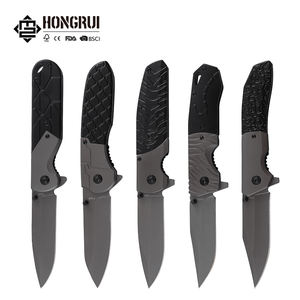 Hongrui Couteau de poche pliant personnalisable en acier inoxydable Camping tactique et auto-défense Poignée G10 DIY Grade OEM disponible - Product Image 1