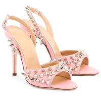 Sandales à talons très hauts en PU rose sexy et tendance, design personnalisé, grandes tailles, chaussures d'été pour femmes, OEM/ODM