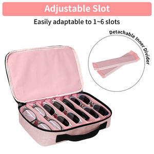 Glasses Storage Box 8 Slots Semi Hard Rectangle Case For Eyeglasses Sunglasses Travel Organizing Pink - Product Image 2