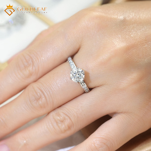 Anillo de Compromiso Goldleafgem Personalizado de Oro Blanco de 10k, 14k, 18k con Diamante Cultivado en Laboratorio de Corte Redondo de 1CT, 2CT, 3CT DEF CVD HPHT, con Certificado IGI - Product Image 3