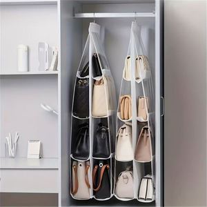 Sac de rangement suspendu en PVC, pliable, avec fenêtre double face, pour sacs à main, chaussures, organisateur anti-poussière et gain de place pour porte de placard et mur - Product Image 1