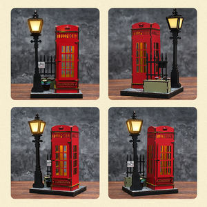 ตู้โทรศัพท์ถนนลอนดอน ตัวต่อไม้ 3 มิติ พร้อมไฟ-แบบจำลองตัวต่อไม้ 3 มิติที่สมจริงสำหรับนักสะสม ใช้เพื่อการศึกษาแบบ DIY - Product Image 5