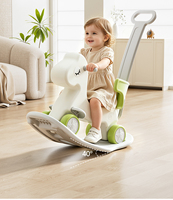 Cheval à bascule Youbeichen en plastique en forme de nuage, couleur beurre-café, avec boîte à musique intégrée et base anti-basculement pour tout-petits, usage intérieur