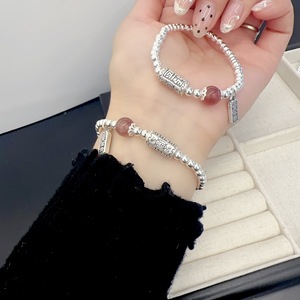 S925 Sterling Silver <b>Bead</b> <b>Bracelet</b> With Natural Stone Charm For Women Gift Jewelry - Product Image 4