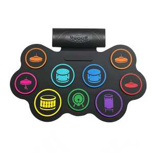 Batterie de percussions électroniques professionnelle portable et pliable avec alimentation USB/batterie, construction en acier pour débutants - Design coloré - Product Image 1