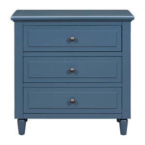 <b>U</b>_STYLE 28'' Pine Wood Nightstand 3 Drawers Smooth Gliding Rails Metal Handle Minimalist Bedside Cabinet - Product Image 3