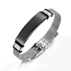 Bracelets en acier inoxydable pour hommes, style simple, gravables, souvenirs pour hommes, en cadeau - Product Image 6