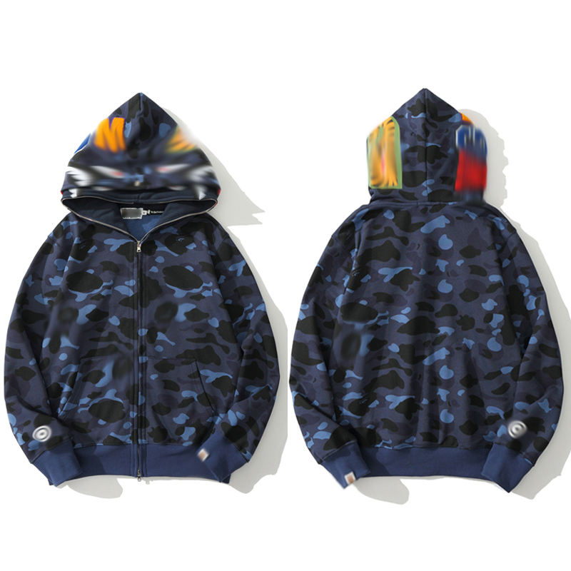 Manteau à double capuchon requin bleu camouflage