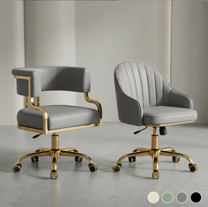Modern Luxury Gold Base Manicure Chair Set Professional Nail Salon Pedicure Guest Seating and Technician <b>Stool</b> <b>with</b> <b>Wheels</b> - Product Image 1