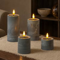 Bougie pilier sans flamme à LED grises, effet de flamme vacillante réaliste, effet de cire, commande par bouton sans fil, 2 piles AAA, CE, décoration d'intérieur
