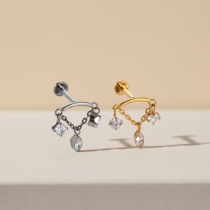 Pendientes de Titanio F136/G23 para Mujer, Marca <span class=keywords><strong>Gaby</strong></span>, Tipo Stud para Oreja y Labio, Sin Rosca, para Perforaciones en la Hélice Superior - Product Image 1