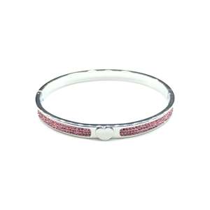 Fashion Charm <b>Bracelet</b> 316L Stainless Steel PVD Gold Plating Pink <b>Crystal</b> Heart Design - Product Image 1