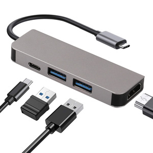 Hub Type-C 4-en-1, adaptateur <span class=keywords><strong>USB</strong></span> 3.0 <span class=keywords><strong>HDMI</strong></span>, câble en alliage d'aluminium de 110 mm - Product Image 2