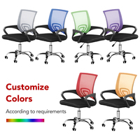 Chaise de bureau ergonomique en maille à dossier mi-haut avec soutien lombaire, chaise de visiteur ou de travail avec accoudoirs, noire, pour conférences et réunions
