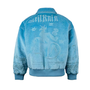 Fabricante personalizado grabado láser bordado cremallera invierno peso pesado terciopelo acolchado <span class=keywords><strong>aviador</strong></span> prendas <span class=keywords><strong>de</strong></span> vestir exteriores bombardero chaqueta abrigo hombres - Product Image 6