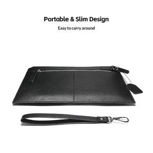 Borsa da <span class=keywords><strong>uomo</strong></span> di lusso in stile Vintage di alta qualità con cerniera in <span class=keywords><strong>vera</strong></span> <span class=keywords><strong>pelle</strong></span> Logo personalizzato antifurto caratteristica <span class=keywords><strong>pochette</strong></span> alla moda estiva - Product Image 4