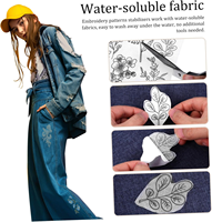4 feuilles de motifs de broderie hydrosolubles et de broderie florale pour la couture à la main et à la machine, légères pour les fournitures