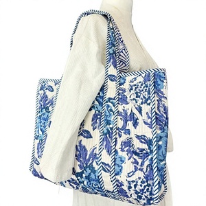 Handmade Cotton Quilted Tote <b>Bag</b> for Women Solid Zipper Closure Washable Versatile Spring Summer Winter Use - Product Image 1