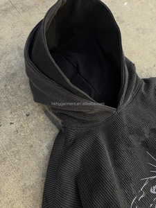 Sweat à capuche zippé double couche en coton 100% délavé à l'acide, effet vieilli, pour homme - Product Image 2