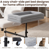 Chaise de bureau mobile et confortable pour animaux de compagnie, réglable en hauteur, avec roulettes, en laine et métal, amovible et lavable, pour chats