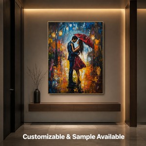 Quadro Astratto con Ombrello e Coltello Pittorico, Decorazione per Camera da Letto, Dipinto di Coppia Romantica - Product Image 2