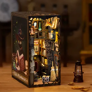 CuteBee-Rompecabezas mágico de madera 3D para manualidades, librero con cubierta antipolvo para regalo