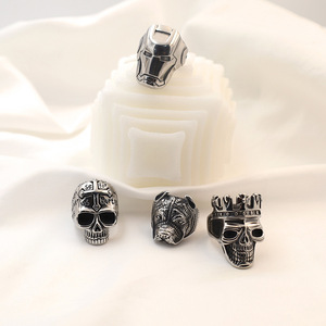 Cincin tengkorak punk Gotik pria dan wanita, cincin tengkorak gaya baru bahan baja tahan karat untuk pria dan wanita - Product Image 5