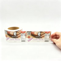 Étiquettes en vinyle imperméables en rouleau de forme personnalisée, imprimées en CMYK et Pantone, autocollantes pour emballages alimentaires en bocaux en verre