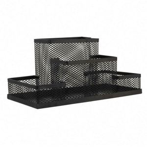 Metal Mesh Desk Organizer Set Office Supplies Accessories Storage Caddy <b>Pen</b> Pencil Holder All in One Desktop <b>4</b> Compartments - Product Image 1