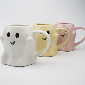 Tasses à café en porcelaine faites à la main, créatives, originales, fantaisie, à thème de dessin animé fantôme, de marque Jiusi, sûres pour les aliments, très vendues pour Halloween - Product Image 2