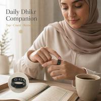 Bague connectée de prière islamique avec compteur numérique, écran LCD, suivi de la fréquence cardiaque, du sommeil et de la forme physique, affichage de l'heure, bague Zikr intelligente