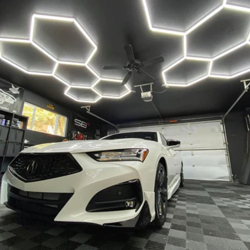 ZT/C202 Popular Customized Design Super Bright One-step Connection Hexagon Garage Car Workshop Detailing Work Lighting Led Lamp