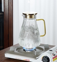 Pichet à eau en verre écologique de 1,5 L au design classique avec couvercle filtrant et poignée pour le camping, jus, citron, thé glacé et eau