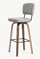 Tabouret de bar commercial en cuir avec dossier, rembourré en PU, hauteur de comptoir, repose-pieds, résistant à l'eau, durable, pour hôtel, café, vente en gros