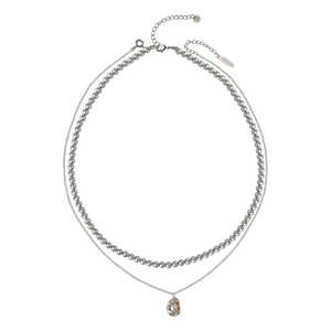 สร้อยคอไข่มุกทรงกลมสองชั้นเรียงซ้อน ดีไซน์เรียบง่ายสำหรับผู้หญิง ทำจากเงินแท้ S925 - Product Image 3