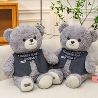 Nouvelle Peluche Ours Jack en Coton PP, Mignonne et Apaisante, avec Écharpe, Ours en Peluche Coussin, Compagnon de Sommeil, Cadeau d'Anniversaire