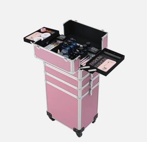 Valise à roulettes en aluminium 4 en 1 pour <span class=keywords><strong>maquillage</strong></span>, salon de beauté, chariot organisateur de cosmétiques - Product Image 3