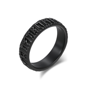 Nordic Viking Rune Titanium Steel <b>Ring</b> For Men Antique <b>Silver</b> Black Letter Design Gift Jewelry - Product Image 5