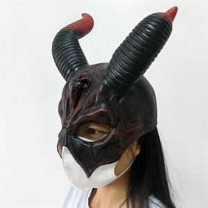 Malefica maschera LED luce fuoco demone nero corno di montone oggetti di scena diavolo <span class=keywords><strong>corna</strong></span> di capra per le novità della festa di Halloween - Product Image 2