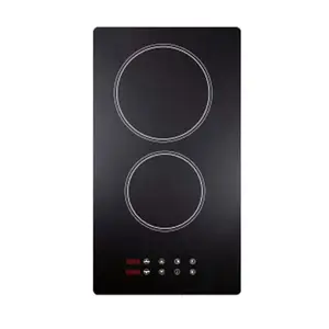 Hornillo de cocina de vidrio templado negro, Hob eléctrico con 2 quemadores