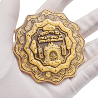 Pièce de monnaie religieuse antique en or juif d'Israël, jetons de jeu personnalisés en 3D, pièces commémoratives à bordure oblique