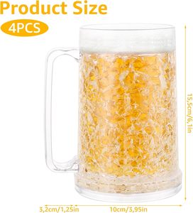Vasos de cerveza de doble pared 500 ml Taza de cerveza congelada Vasos de cerveza con asa Vasos de plástico para beber - Product Image 2