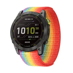 짠 나일론 스트랩 후크 및 루프 빠른 건조 시계 밴드 Garmin Fenix 6 Pro 22mm 26mm 밴드 페닉스 6 본능 페닉스 5/5 플러스