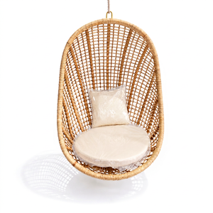 Fauteuil suspendu en rotin en forme d'œuf avec coussin imperméable, design contemporain pour une utilisation en extérieur sur patio, balcon ou villa - Product Image 1