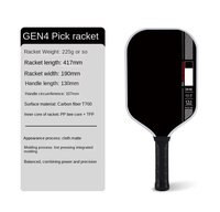 Raquette de pickleball en fibre de carbone T700 à tête large et manche court, avec noyau interne pressé à chaud pour GEN4